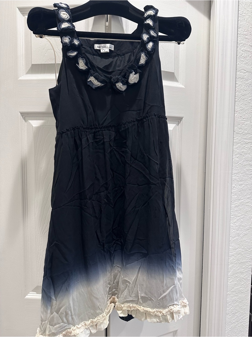 Kensie Black Sleeveless Dress with Blue-to-Cream Ombre Hem